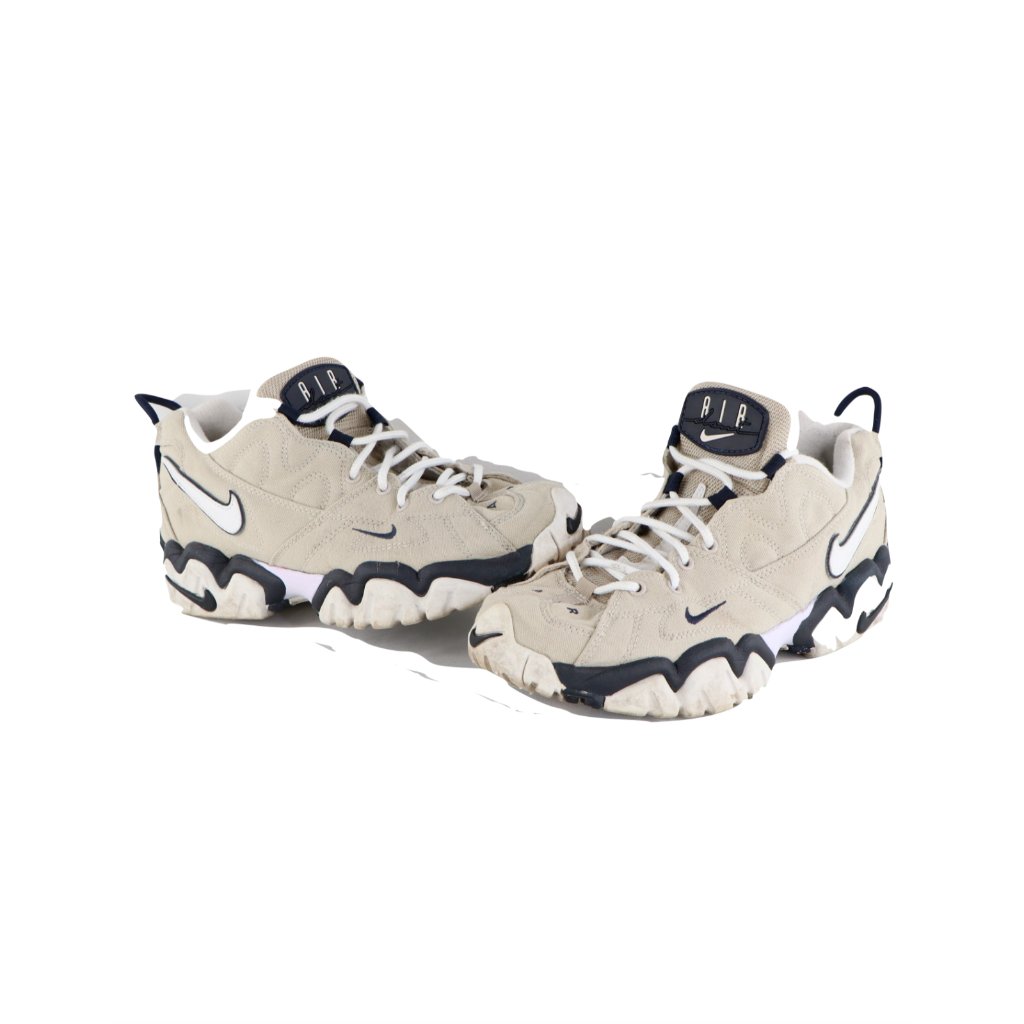 Vintage 90s Nike Air Spell Out Mini Swoosh Canvas Shoes Sneakers Khaki Mens 10